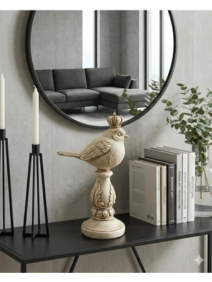 Dekoromi Dekoratif Taçlı Kuş Biblo (18X10CM) Ev Masa Raf Ünite Dresuar Üzeri Dekorasyon Obje