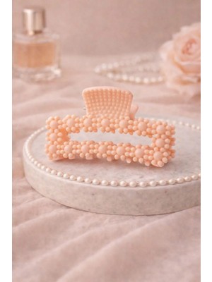 Nati Co Şeftali Tonu Pütürlü Büyük Mandal Toka - Modern Saç Tokası