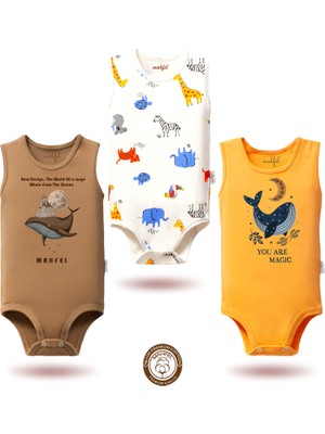 Mahfel 3'lü %100 Pamuklu Premium Çıtçıtlı Bebek Body Zıbın 807-805
