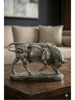 Tual Hobi Sanat Dekoratif Boğa Heykeli ve Biblo (25X16CM) Ev Ofis Dekorasyon ve Hediyelik Obje