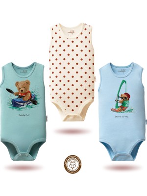 Mahfel 3'lü %100 Pamuklu Premium Çıtçıtlı Bebek Body Zıbın 33-38