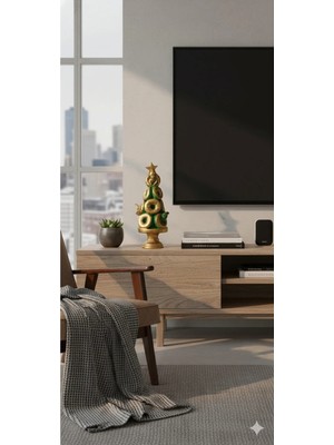 Tual Hobi Sanat Dekoratif Donut Ağacı Biblo Heykeli (31X12 Cm) Ev ve Ofis Dekorasyon Hediyelik