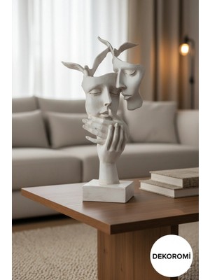 Tual Hobi Sanat Dekoratif Kadın ve Erkek Çift Heykel Obje ve Biblo Hediyelik ve Dekorasyon Trend (31X21CM)