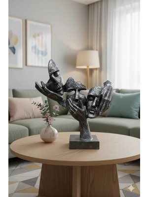 Tual Hobi Sanat 3’lü Kadın Maske Heykel Biblo – Görmedim Duymadım Bilmiyorum Dekoratif Obje