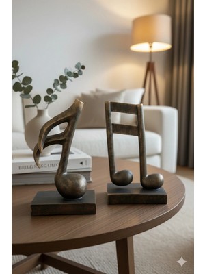Tual Hobi Sanat 2'li Dekoratif Müzik Notası Biblo ve Ev Dekorasyon Obje (27CM Boy)