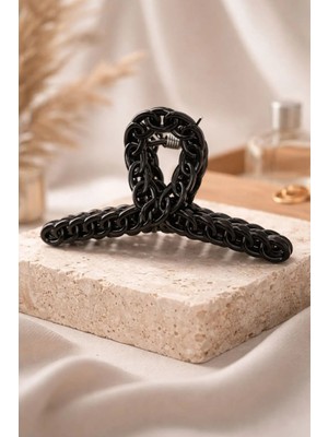 Nati Co Siyah Zincir Tasarımlı Mandal Toka – Güçlü Tutuşlu (8 Cm)