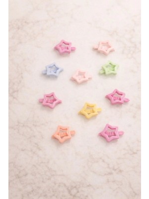 Nati Co Kız Çocuk Renkli Yıldız Mini Toka Seti – Pastel Saç Tokası ( 10 Adet )