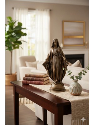 Tual Hobi Sanat Dekoratif Hristiyan Katolik Meryem Ana Biblo 3D Raf Sehpa Figür El Boyaması (46X22CM)