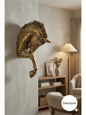 Tual Hobi Sanat Dekoratif Duvara Asılabilen At Kafası Heykeli Duvar Panosu ve Aplik (Dev Boy 48X28CM)