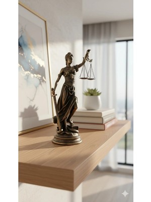 Tual Hobi Sanat Dekoratif Adalet Terazisi Heykel Themis Biblo Ev Ofis Hediyelik Dekorasyon Ürünü (35CM Büyük Boy)