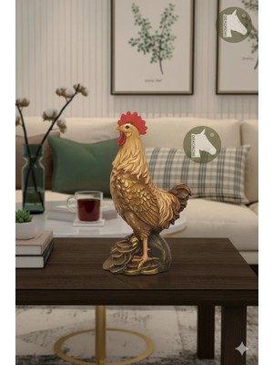 Tual Hobi Sanat Dekoratif Horoz Heykeli Biblo Mutfak Dekorasyon Bahçe Balkon Villa Teras Veranda (18X14 Cm)
