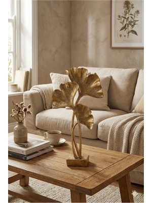 Tual Hobi Sanat Dekoratif Dev Boy Yaprak Yonca Çiçek Heykel Biblo Obje (50X30CM) Ev Dekorasyon ve Hediyelik Ürün