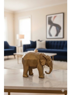 Tual Hobi Sanat Dekoratif Kübik Fil Heykel Biblo (21X26CM) Raf Ünite Dresuar Dekorasyon Salon Ürünü