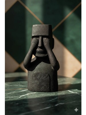 Tual Hobi Sanat Dekoratif 3'lü Büyük Boy Auvidi Biblo Vazo Saksı Görmedim Duymadım Bilmiyorum 70X31X36CM