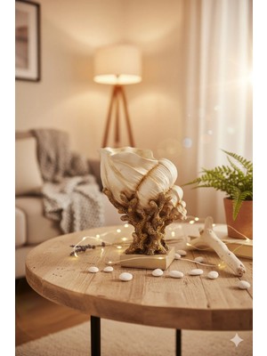 Tual Hobi Sanat Dekoratif Deniz Kabuğu Mercan Biblo 24X28 cm El Boyaması Obje Ev Dekorasyonu