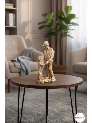 Tual Hobi Sanat Dekoratif Büyük Boy Avcı ve Sevimli Köpeği (28X15CM) Dekorasyon ve Hediyelik Obje Biblo