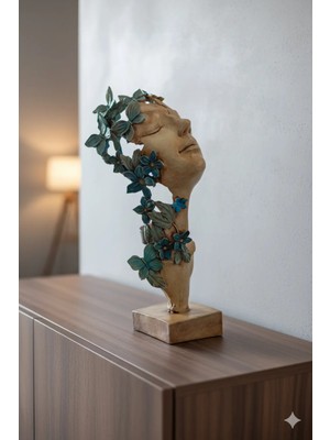 Tual Hobi Sanat Dekoratif Çiçekli Kadın Biblo Mumluk 32X15 cm