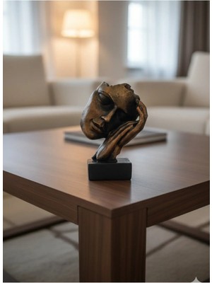 Tual Hobi Sanat Dekoratif Uyuyan Kadın Maske Heykeli 3D Biblo Obje (21X16CM) Ev ve Ofis Dekorasyon Hediyelik Ürün