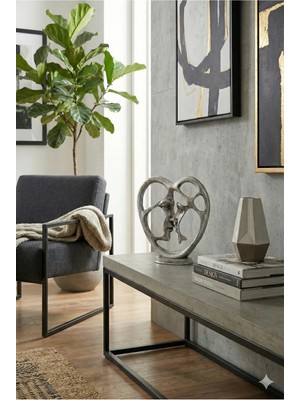 Tual Hobi Sanat Dekoratif Kalp Motifli Sevgili Aşk Çift Heykel Biblo ve Obje (34X27CM) Dekorasyon Hediyelik Aksesuar