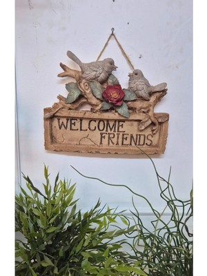 Dekoromi Dekoratif Kuşlu Welcome Duvar Pano (25X20CM)