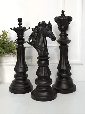 Dekoromi Dekoratif Satranç Taşı Biblosu Seti 32X12  cm 3 Parça