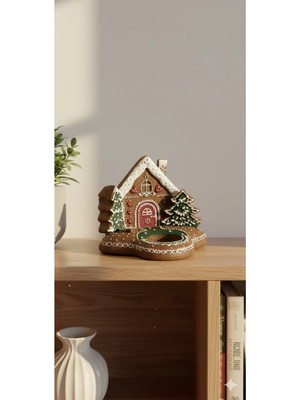 Tual Hobi Sanat Dekoratif Kış Temalı Mumluk (15X12CM) Dekorasyon Veya Hediyelik Biblo