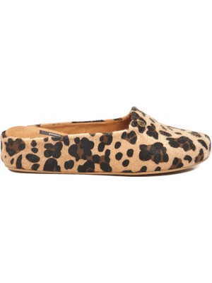 Pierre Cardin Bej Leopar Önü Kapalı Kadın Ev Terliği