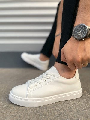 Pabucmarketi Beyaz Bağcıklı Erkek Sneaker