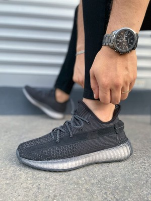 Pabucmarketi Siyah (Beyaz Taban) Bağcık Detaylı Triko Erkek Spor Ayakkabı