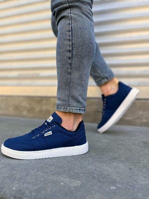Pabucmarketi Lacivert Keten Bağcıklı Erkek Sneaker