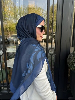 Meda Scarfs Lacivert-Mavi Osmanlı Desen Şal-Eşarp | Deep Coral