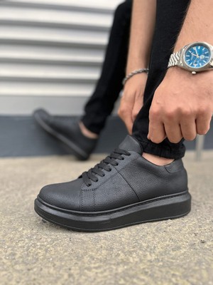 Pabucmarketi Siyah (Siyah Taban) Bağcıklı Erkek Sneaker