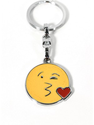 Moncuk Design Öpücük Gönderen Emoji Metal Anahtarlık – Kalpli Emoji Tasarımlı Anahtarlık