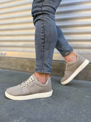 Pabucmarketi Bej Keten Bağcıklı Erkek Sneaker
