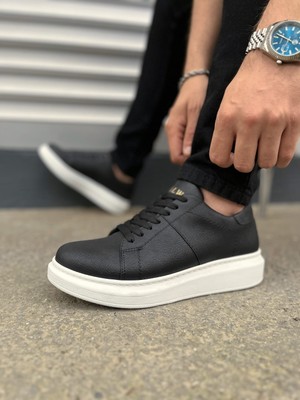 Pabucmarketi Siyah (Beyaz Taban) Bağcıklı Erkek Sneaker
