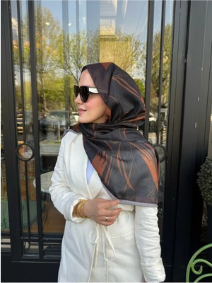 Meda Scarfs Siyah-Kahverengi Çizgi Desen Şal-Eşarp | Mud
