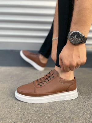 Pabucmarketi Taba (Beyaz Taban) Lastik Bağcıklı Erkek Günlük Ayakkabı