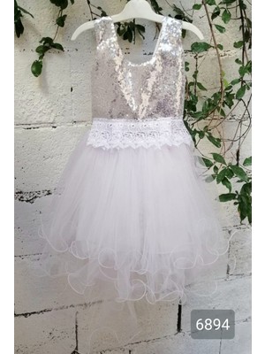 Fırsat Ürünü Kuyruklu Beyaz Kız Çocuk Elbise Abiye Gelinlik Tuhfetower