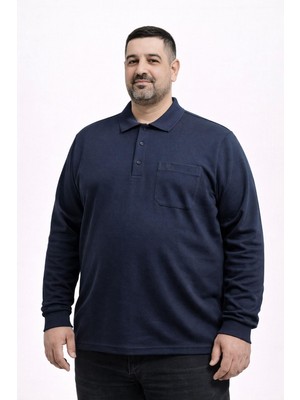 Simenti Büyük Beden Erkek Polo Yaka Sweatshirt - 7565