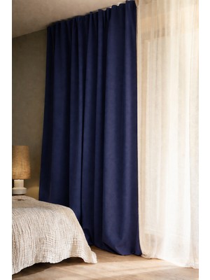 Ran Perde Blackout Fon Perde - Lacivert - Pilesiz Düz Dikim - LCU20