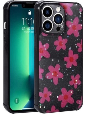 Apple iPhone 12 Pro Max Uyumlu Kılıf Simli Desenli Kamera Korumalı Parlak Zore Popy Kapak