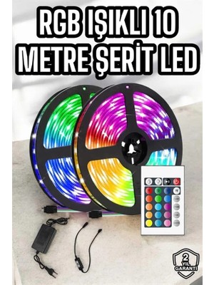 Najmaddin Yeni Nesil Rgb Işıklı 10METRE Şerit LED Kumandalı Şarj Edilebilir