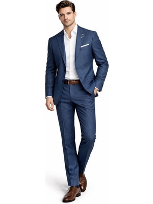 Suitmen Erkek Silim Fit Yelekli Çift Yırtmaçlı Takım Elbise BGL-ST05327