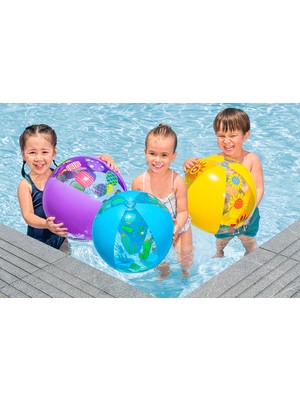 Toha BESTWAY34 cm Şişme Deniz Topu Çocuk Plaj ve Havuz Topu Renkli Desenli