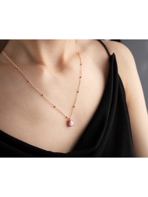 Doğum Taşlı Damla Kolye – 925 Ayar Gümüş Top Zincirli Kişiye Özel Doğum Taşı Kolye