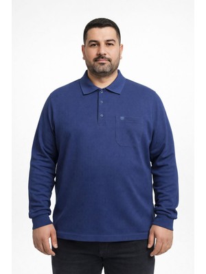 Simenti Büyük Beden Erkek Polo Yaka Sweatshirt - 7564
