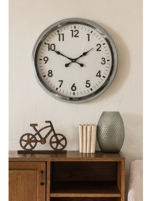 Twin Store 60 cm Krom Metal Duvar Saati
