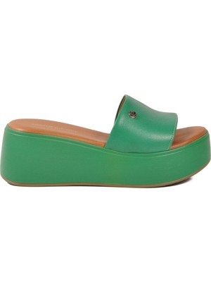 Pierre Cardin Yeşil Kadın Dolgu Topuk Terlik