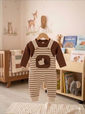 Efemkids 6/24 Ay Erkek Bebek Tulum Köpek Desenli %100 Pamuklu Yenidoğan Bebek Takımı