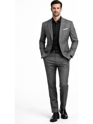 Suitmen Erkek Silim Fit Yelekli Çift Yırtmaçlı Takım Elbise BGL-ST05328